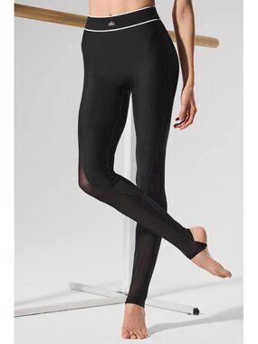 ALO YOGA Women's Airlift Mesh High-Waist Darling Stirrup Legging Size XS Black